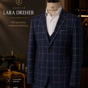 Costume Slim Confort Marinho Xadrez